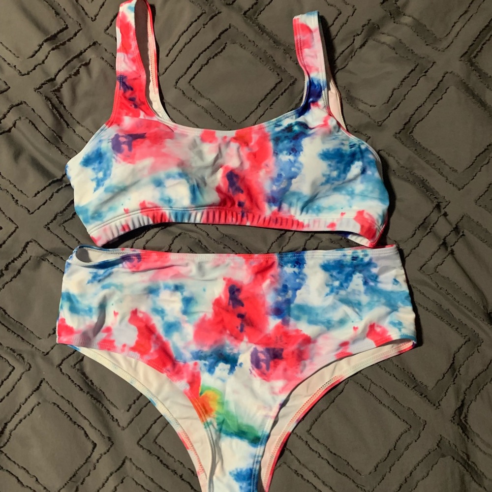 Rainbow tie dye bikini